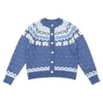 thumbnail image 5 of felwors Womens Fair Isle Sweater Button Up Long Sleeve Cardigans Crew Neck Open Front Knit Vintage Sweater Coats Blue for Size XXL, 5 of 5