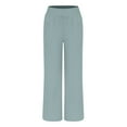 thumbnail image 5 of CHWGFWL Trousers Pants for Women Women's Spring/Summer Solid Color Washed Wrinkle Plus Large Elastic Waist Casual Pants Sports Pants Womens Work Pants High Waisted Pants for Women (Blue3,M), 5 of 6