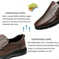 thumbnail image 3 of Mens Breathable Loafers Casual Leather Lightweight Genuine Summer Slip-on Hollow Business Outdoor Shoes Brown 10.5 US, 3 of 7