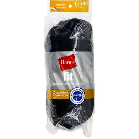 Hanes - Men's Fit No-Show Socks, 6 Pairs