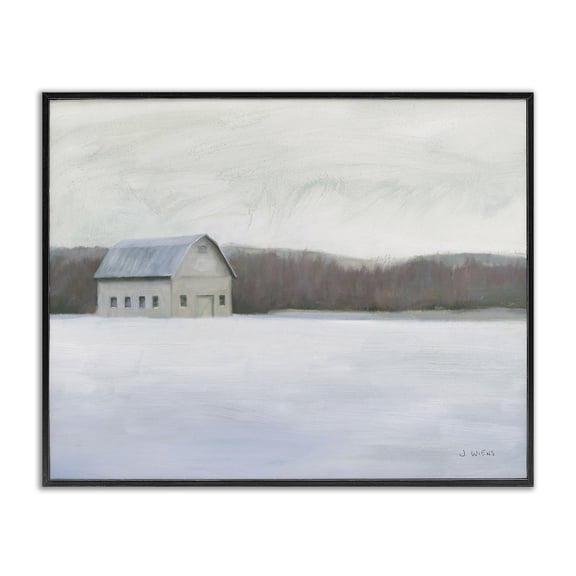 Stupell Industries Rustic Lodge Winter Barn with Snow Country Farm Landscape Black Framed Giclee Art, 14 x 11, by James Wiens