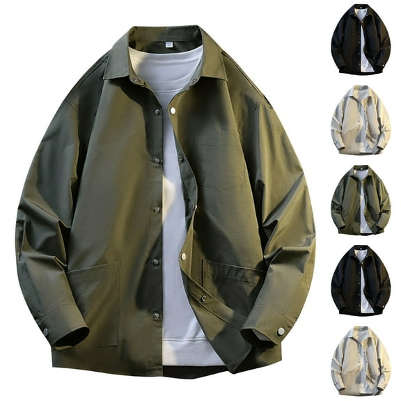 Miluxas Men Loose Business Casual Vintage Short Jacket Male Streetwear Coat Outerwear White XL(XL)