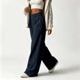 thumbnail image 6 of Luvrsol Pants for Women Wide Leg Sweatpants High Waist Loose Casual Solid Trousers with Side Pockets, Navy S-2XL, 6 of 6