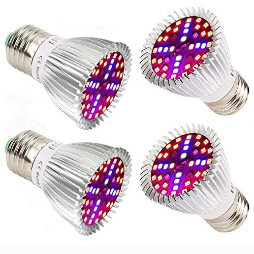 40W LED Grow Light Bulbs E26 4 Pack,Full Spectrum Grow Lamp Red Plant Light for Hydroponics Greenhouse Indoor Plants