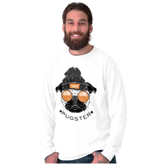 Pugster Hipster Dog Glasses Beanie Long Sleeve TShirt Men Women Brisco Brands S
