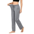 thumbnail image 4 of Nhthy Women’s Solid Color Daily Wear Trousers, Relaxed Straight Silhouette, Lightweight Breathable, Casual Loose Long Pants for Hot Weather Outdoor Activities Gray L, 4 of 9