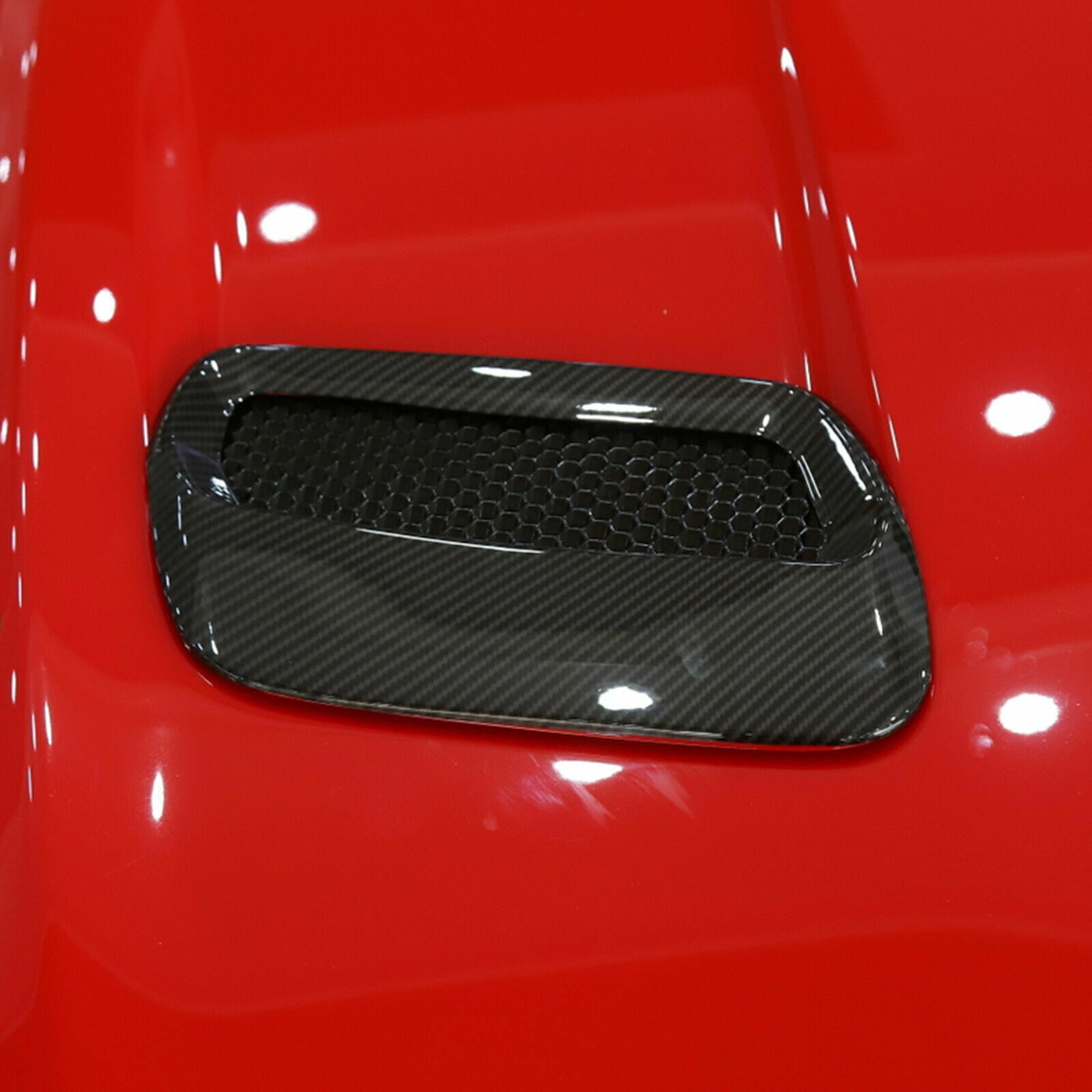 DAMAIJOY Carbon Fiber Hood Engine Air Vent Cover Trim + Accessories for Ford for Mustang 2018-2020 Front Upper CFHEAVCTFFM2A