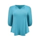 thumbnail image 4 of Blusas de Pascua para mujeres de talla grande Grace & Grandeur, con cuello en V, mangas 3/4, camisas elegantes y casuales, 2X azul lago, 4 of 5
