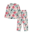 thumbnail image 2 of Uemuo Roses and Butterflies Pattern Womens Pajama Sets,PJ Set for Women,Pajamas for Women Logo,Long Sleeve Pajama Set for Women,Soft Long Sleeve Top With Pants-Small, 2 of 9