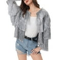thumbnail image 6 of Women's Glitter Sequin Jacket Hiphop Long Sleeve Fringe Jacket Jacket Zip Fly Jacket Jacket Outwear, 6 of 9
