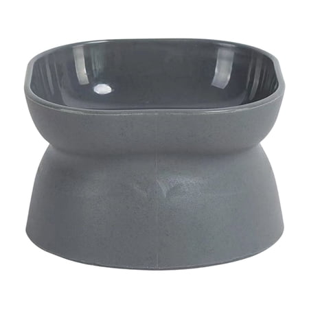 Moonsky Tilted Cat Bowl, Raised Elevated Pet Feeder for Cervical Protection, Non-slip Food Grade Plastic Dish for Dogs and Cats, Gray