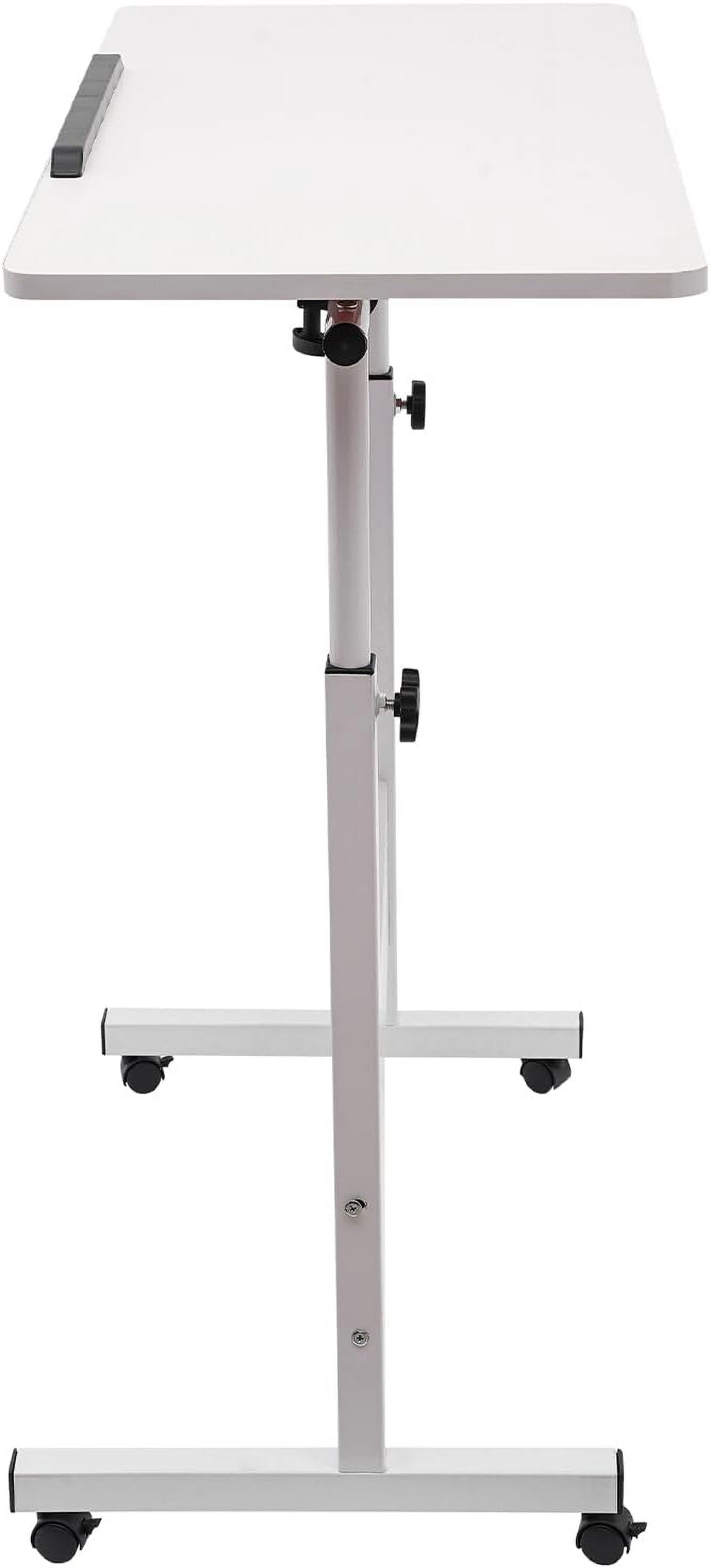 Height Adjustable Portable Small Spaces Standing Desk with 4 Wheels, White