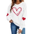 thumbnail image 2 of Tops for Women Long Sleeved Round Neck Hearted Printed Sweatshirts White M, 2 of 9