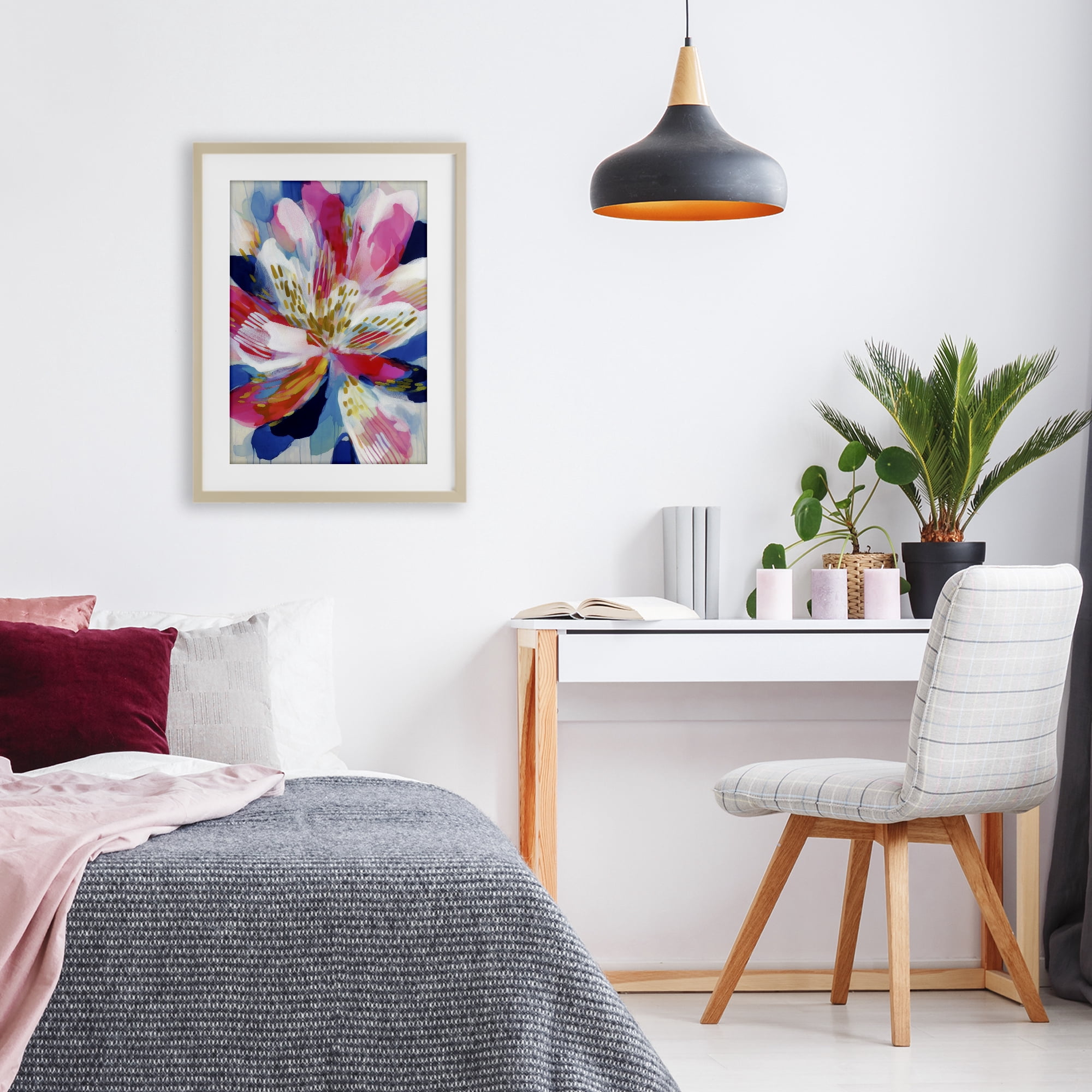 Stupell Industries Lily In Pink & Blue Birch Framed Print Under Glass, design by Chromatic Storm Studio