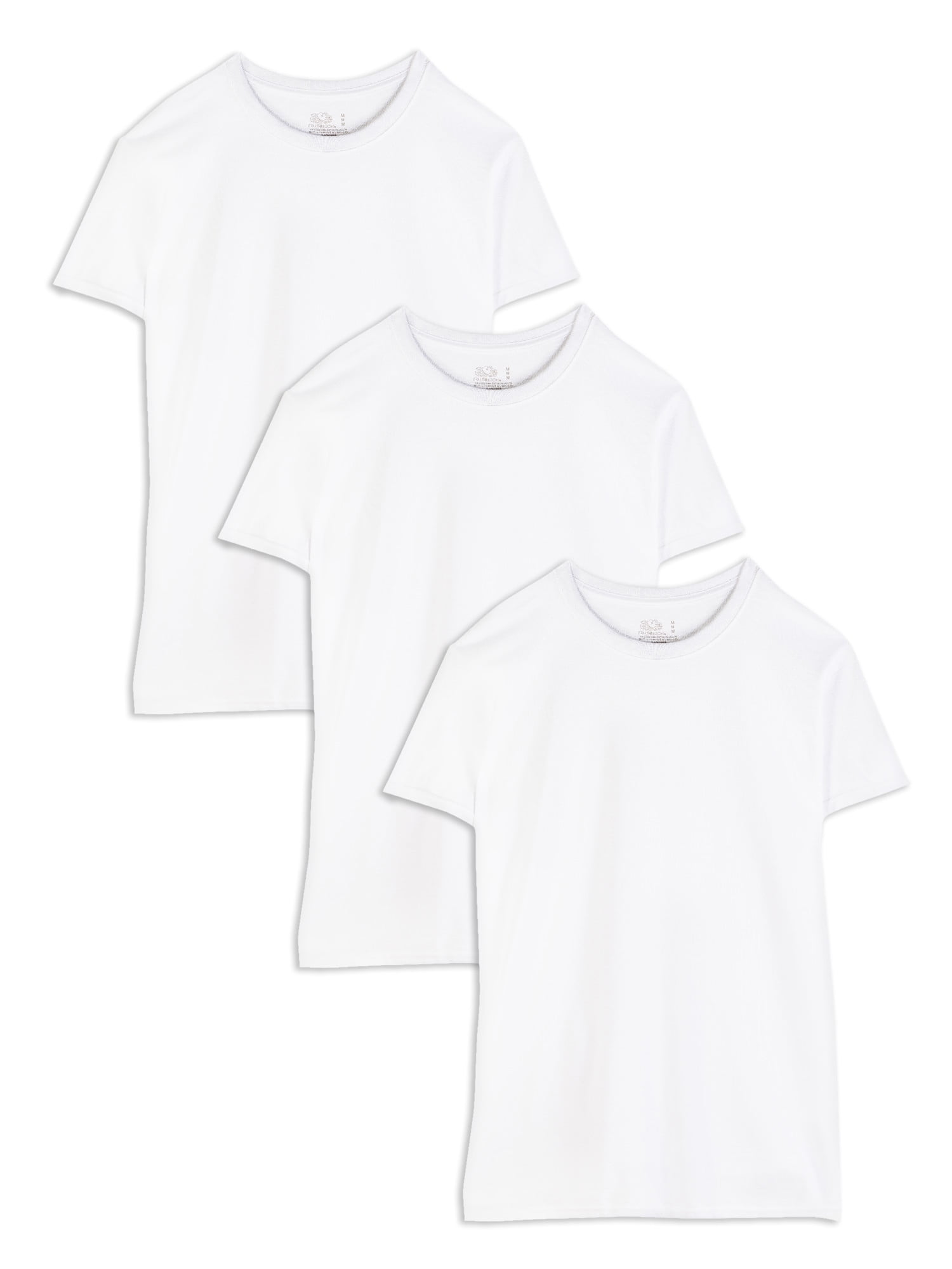 White Ice Fruit of the Loom Men's 3-Pack Breathable Crew T-Shirt Big Sizes, 