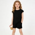 thumbnail image 7 of OGLCCG 2 Piece Outfits for Girls Summer Short Sleeve Crewneck T Shirts and Shorts Set Beach Airport Vacation Outfit 4-14 Years, 7 of 7