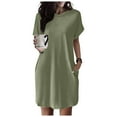 thumbnail image 6 of Women Soft T Shirt Dress Short Sleeve Casual Summer Tunic Dress Loose Loose Dress With Pockets Women's Long Casual Dresses Woman Summer Casual Dress Womens Dresses Summer Dresses Midi Length Womens, 6 of 6