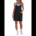 thumbnail image 1 of Vestido de Verano para Mujer 2025, Minivestido Informal Sin Mangas con Tirantes Finos y Bolsillos Negro M, 1 of 7