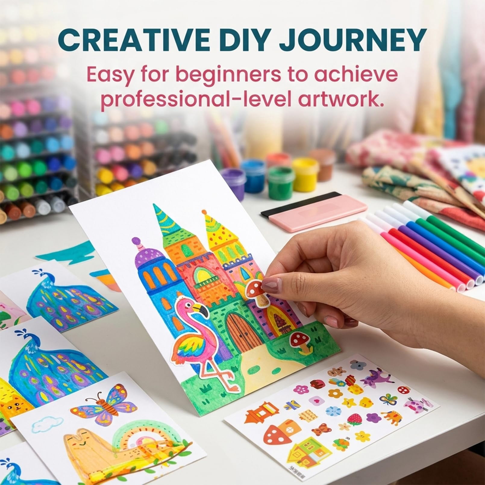 Creative Rainbow Scratch Art Postcard Set for Kids – 35 Pcs Magic Scratch Paper with Postcard Back, Squeegee Art Kit Includes Wooden Stylus & Stickers, Craft Gift for Girls Boys