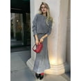 thumbnail image 3 of Women'S Casual 2 Pieces Set Crewneck Sweater and Fishtail Skirt Knit Outfits for Fall Winter Fashion Dark Gray S, 3 of 6