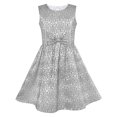 thumbnail image 1 of Girls Dress Gray Bow Tie Jacquard Fit And Flare Princess 8, 1 of 7