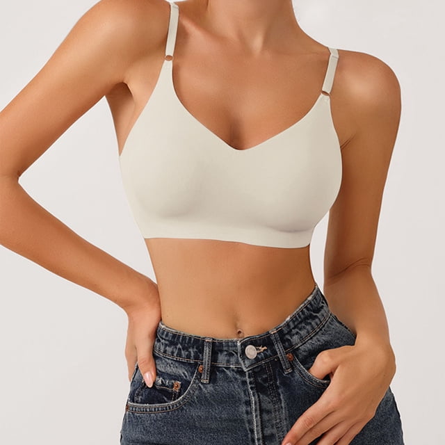 Hemlock Comfort Lightly Lined Bralettes, Comfort Lightly Lined Bralette, Wireless Seamless, Supportive, White Wireless Seamless Bras, White M, Size S-XL