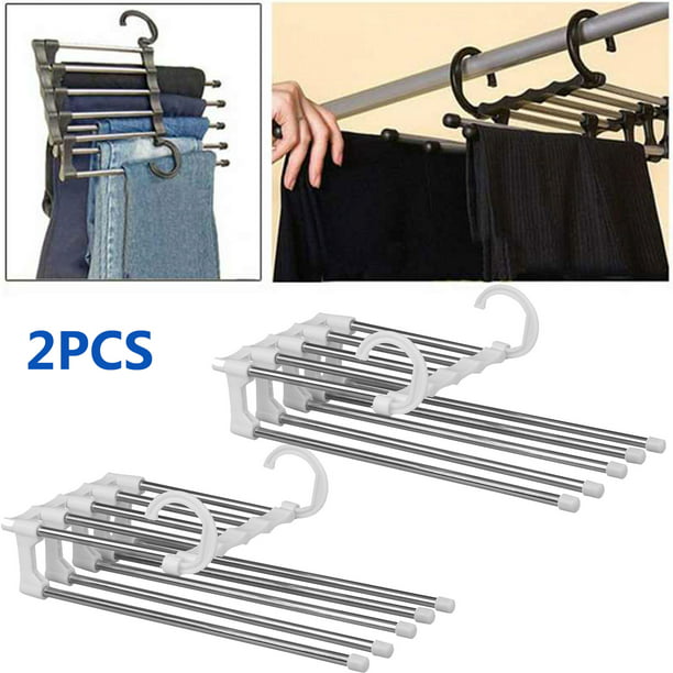 TSV 2/1Pcs Adjustable 5 in 1 Pants Hangers, Multifunctional 5 in 1 ...