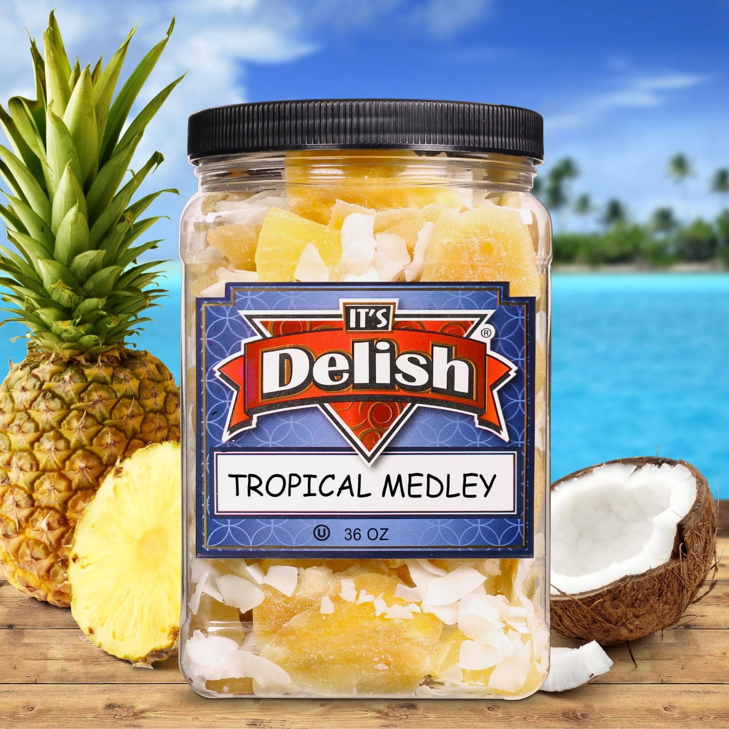Tropical Mixed Dried Fruit Medley - by Its Delish, 40 OZ Jumbo Container  Healthy Snacks for Adults  Fresh Snack Mix Dry Fruit  Pineapple Mango Guava Coconut  Vegan, Kosher