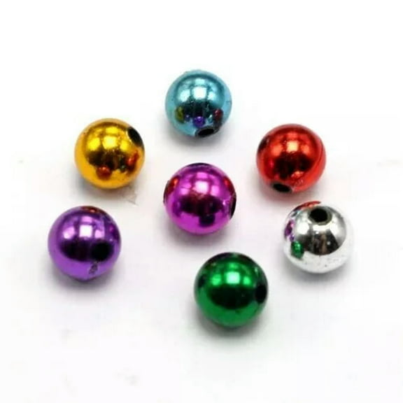 U8MO 200 Mixed Metallic Color Acrylic Round Beads 8mm DIY Christmas Craft Beads