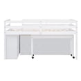 thumbnail image 7 of Twin Size Loft Bed with Retractable Writing Desk and 4 Drawers, Wooden Loft Bed Frame with Lateral Portable Desk and Shelves for Boys Girls Teens Bedroom, No Box Spring Needed, White, 7 of 7