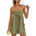 thumbnail image 2 of Dresfit Womens Rompers Spaghetti Strap Square Neck Jumpsuits 2026 Summer Lightweight Sleeveless Overalls Strappy Plus Size Beach Outfits with Pockets S, 2 of 6