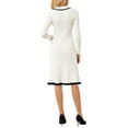 thumbnail image 3 of INSPIRE CHIC Women's Midi Knitted Dress Ribbed Ruffled A-Line Sweater Polo Dresses 2XL White, 3 of 5