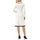 thumbnail image 3 of Vestido de punto midi para mujer INSPIRE CHIC, con ribetes y volantes, estilo A, vestido de suéter tipo polo, XL, blanco, 3 of 5