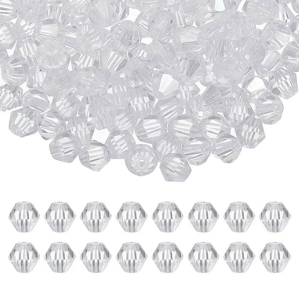 Cuentas de cristal en forma de bicone Uxcell de 6 mm, 200 piezas, cuentas facetadas de vidrio para hacer joyas, transparentes