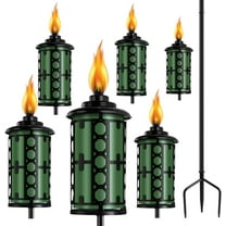 16oz Home Garden Torch, 6 Pack Outdoor Metal Torch Garden Décor,59-Inch Upgraded Citronella Torches with 3-Prong Grounded Stake, Metal Light Torches for Party Patio Pathway