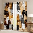 thumbnail image 2 of Feelyou Brown Cat Blackout Curtains Set of 2 (52x84 Each), Cute Animal Window Curtains, 2 of 6