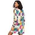 thumbnail image 2 of FORMRS Womens Long Sleeve Nightgowns Crew Neck Sleep Shirt Soft Pajamas Sizes S-3XL, Green Geometric, 2 of 8