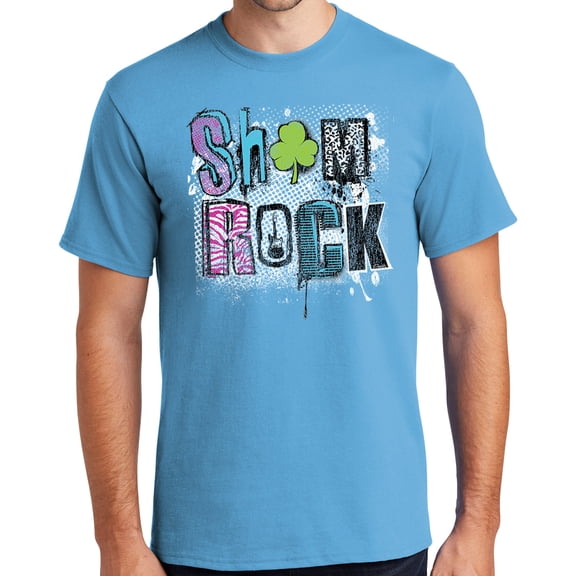 Mens Sham Rock St Patrick's Day Shamrock Tee Shirt, Medium Aquatic Blue