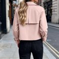 thumbnail image 6 of IUYRTFE Women's Cropped Double Breasted Trench Jacket with Pockets Long Sleeve Lapel Collar Casual Short Coat, 6 of 6