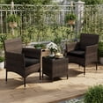 thumbnail image 4 of Resenkos Patio Furniture Sets,Outdoor & Patio Furniture Sets,3 Pieces Outdoor Conversation Set with Cushioned Seat and Glass Tabletop-Black, 4 of 8