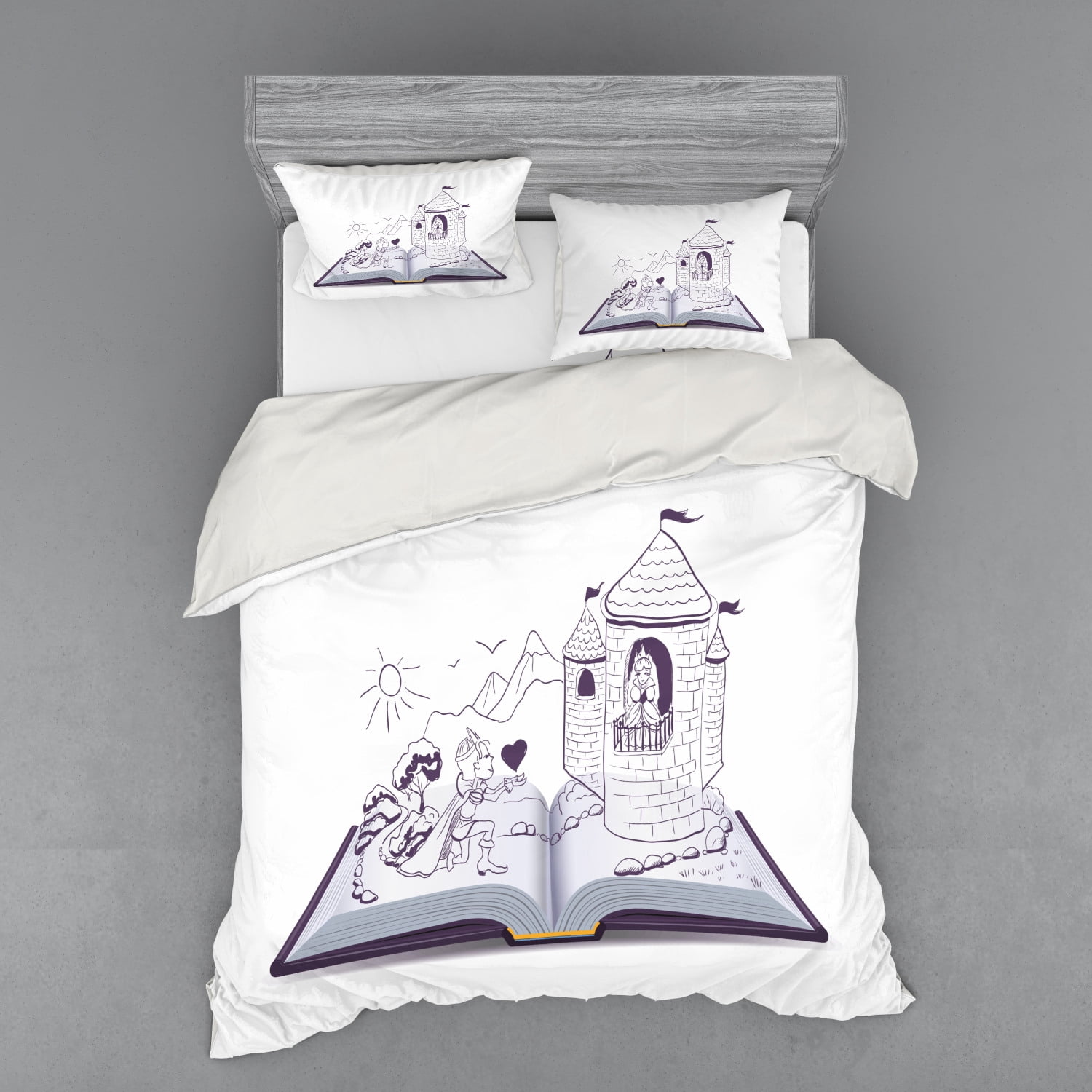 Nursery Duvet Cover Set, Knight Kneeling in Front of Princess on Gazebo ...
