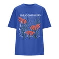 thumbnail image 3 of Graphic Tees for Women T-Shirts Oversized Graphic Print Shirts for Women – Casual Tops Tee with Artwork Blue XL, 3 of 5