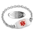 thumbnail image 1 of MedicEngraved Stainless Steel Custom Medical Alert Bracelet - 5mm Oval Link, 1 of 8