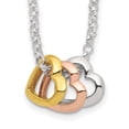 thumbnail image 3 of Auriga Fine Jewelry 925 Sterling Silver and Vermeil Polished Fancy 3-Heart Necklace 18" for Women, 3 of 6