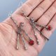thumbnail image 3 of Vintage Metal Human Skull Dangle Earrings Halloween Dancing Skeletons Earrings, 3 of 5