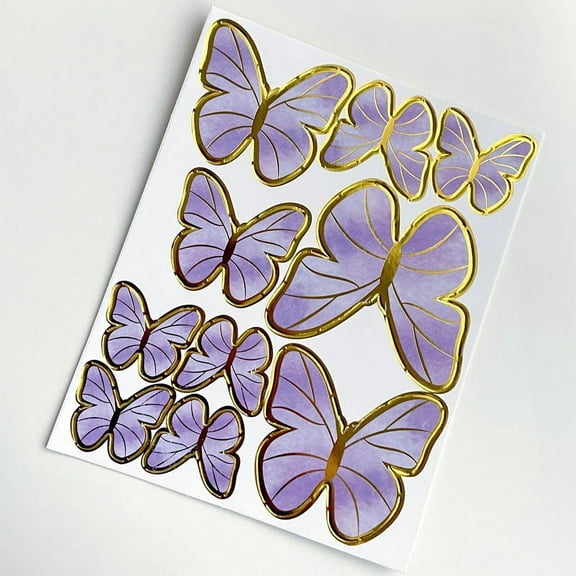 ERDOUY 10sets Elegant Butterfly Cake Decorations, Butterfly Cake Decorations Suitable For Party/Anniversary/Birthday Party Decoration Cupcake Decorations(Purple B)