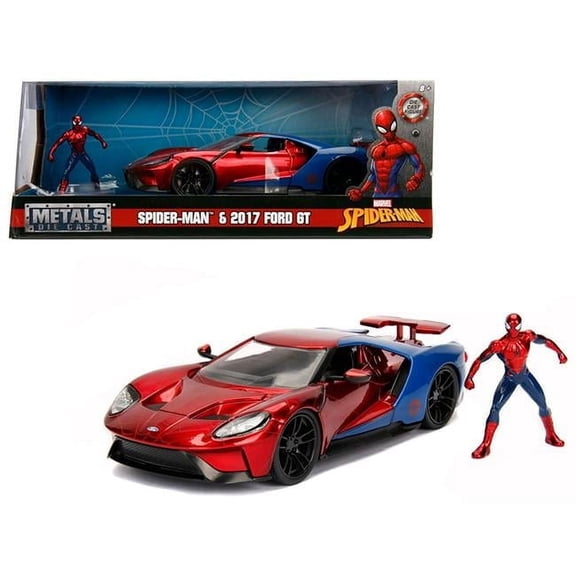 Jada Toys 1-24 2017 Ford GT with Spider Man Diecast Figure Marvel Series Model Car