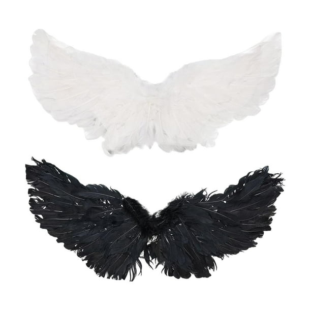 2x Alas de Ángel de Halloween Gloria decoración de Perro Pequeño Disfraz cosplay L Blanco Negro