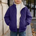thumbnail image 2 of DJDLJWCJ Boys Winter Coat Fleece Lined Thicken Warm Quilted Jacket Solid Color Comforty Down Jacket Purple Size 13, 2 of 9