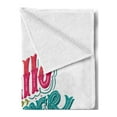 thumbnail image 2 of Hello Summer Soft Flannel Fleece Throw Blanket, Handwritten Vintage Calligraphy with Floral Details, Cozy Plush for Indoor and Outdoor Use, 60" x 80", Sea Green Magenta, by Ambesonne, 2 of 5